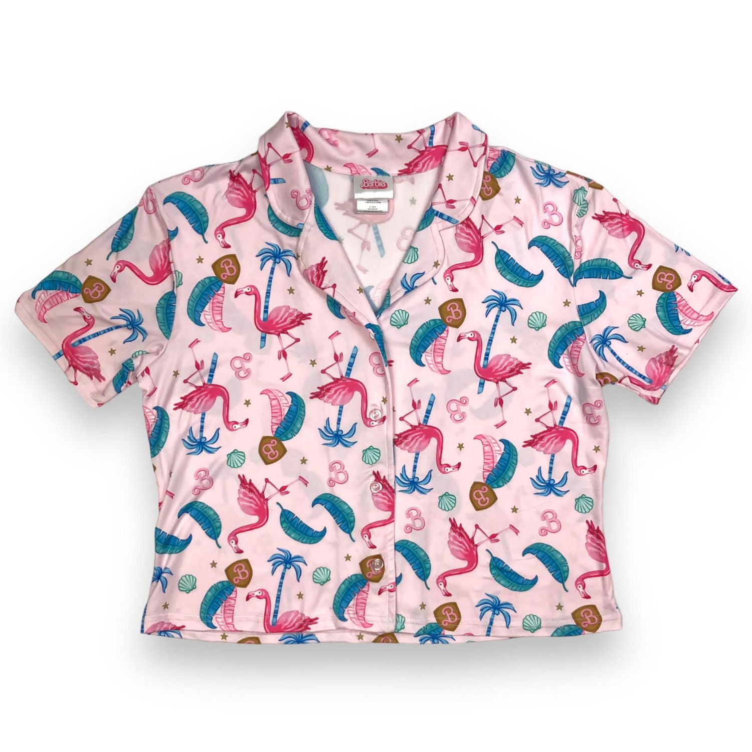 barbie L'ensemble de pyjama pour femme comprend un short et un haut à manches courtes boutonné avec un débardeur séparé, et