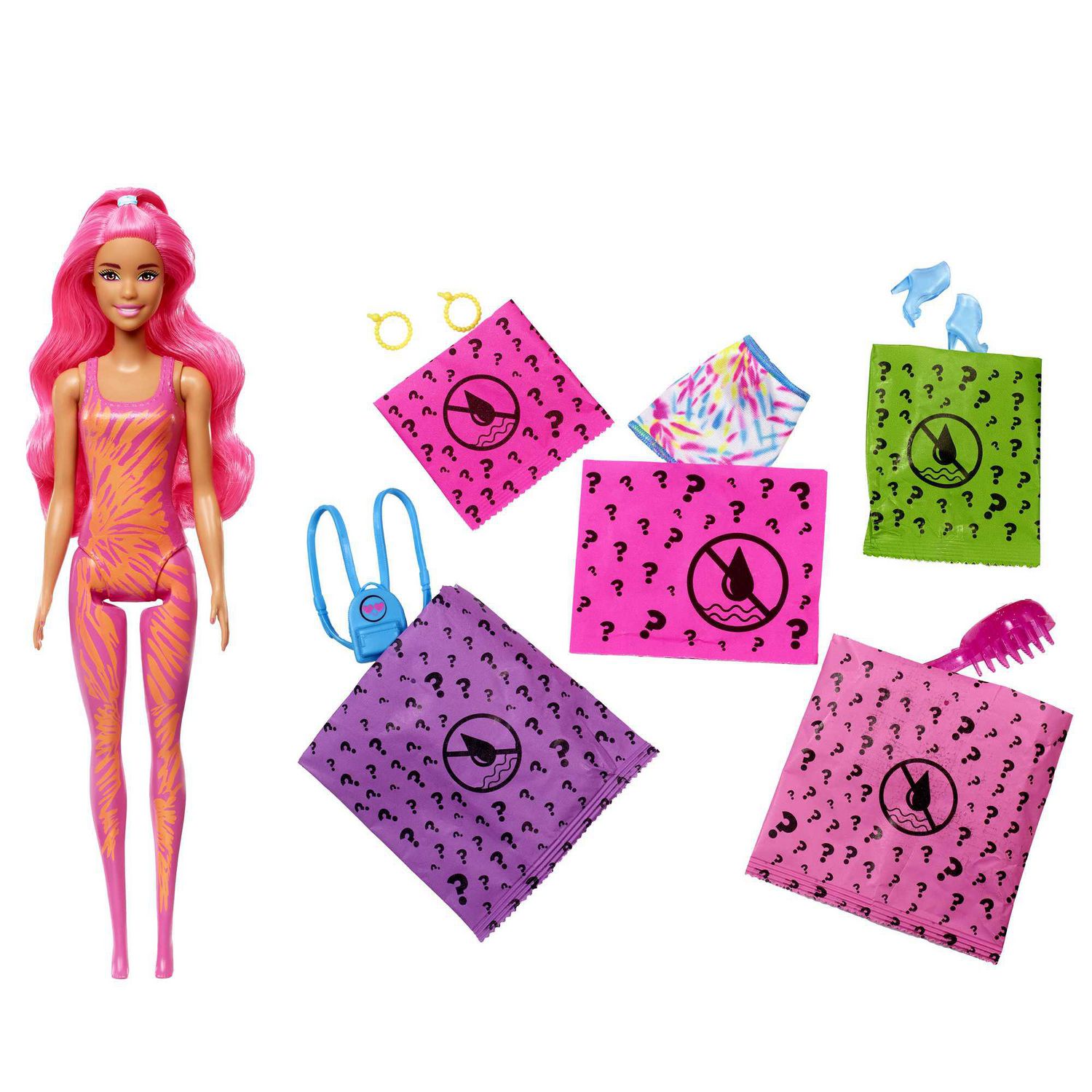 Barbie Color Reveal Doll with 7 Surprises, Neon Tie-Dye Series