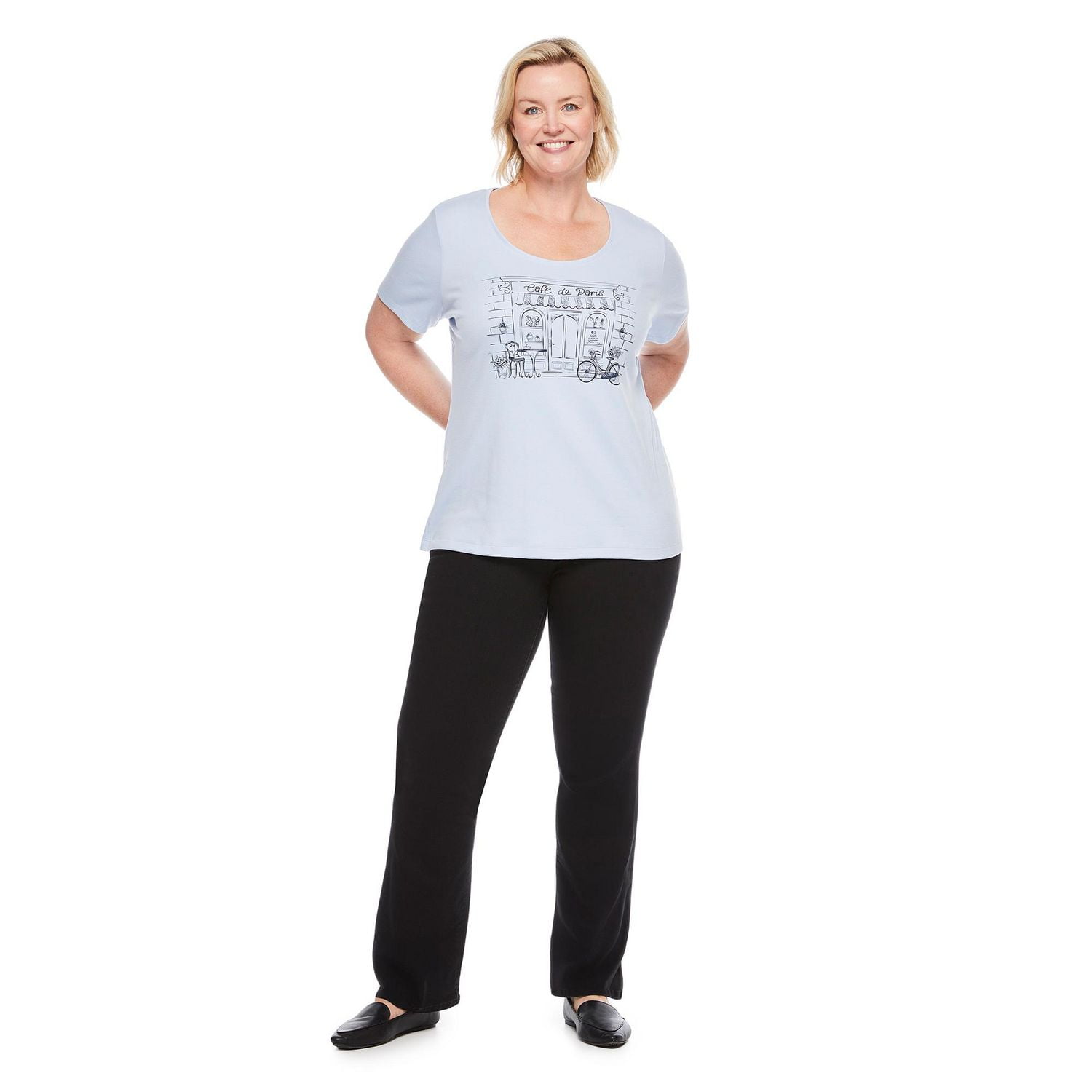 T-shirt à encolure ras du cou en tricot interlock Iyla plus pour femmes Tailles 1X-4X