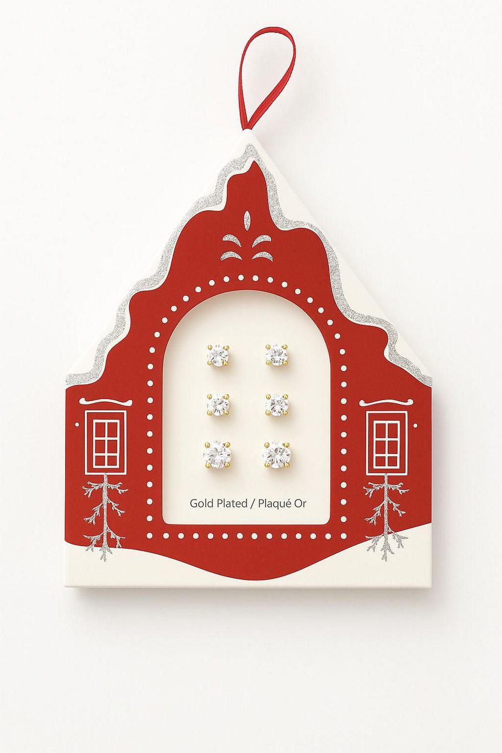 Luxury Designs Gold Plated Cubic Zirconia Stud Earring Set: 3mm, 4mm, 5mm