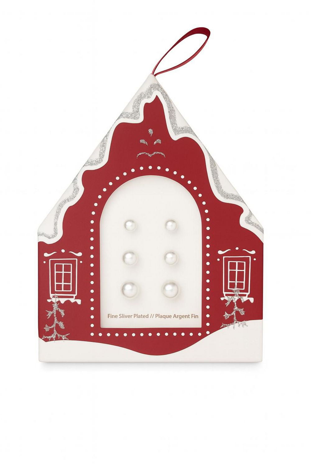 Luxury Designs Clous d'oreilles trio en fausses perles plaquées argent