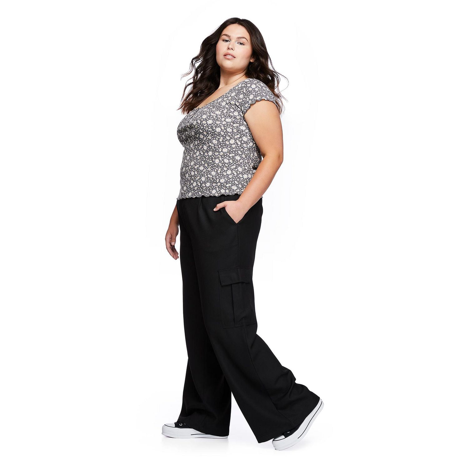 Harper + Zoe Plus Women's Wide Leg Utility Pant