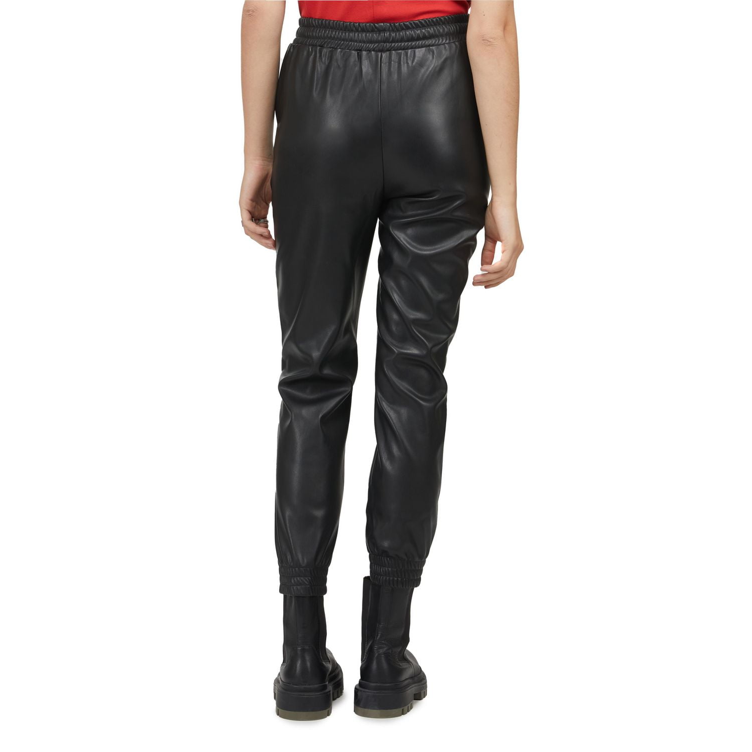 Mexx Women's Hi Rise Faux Leather Joggers
