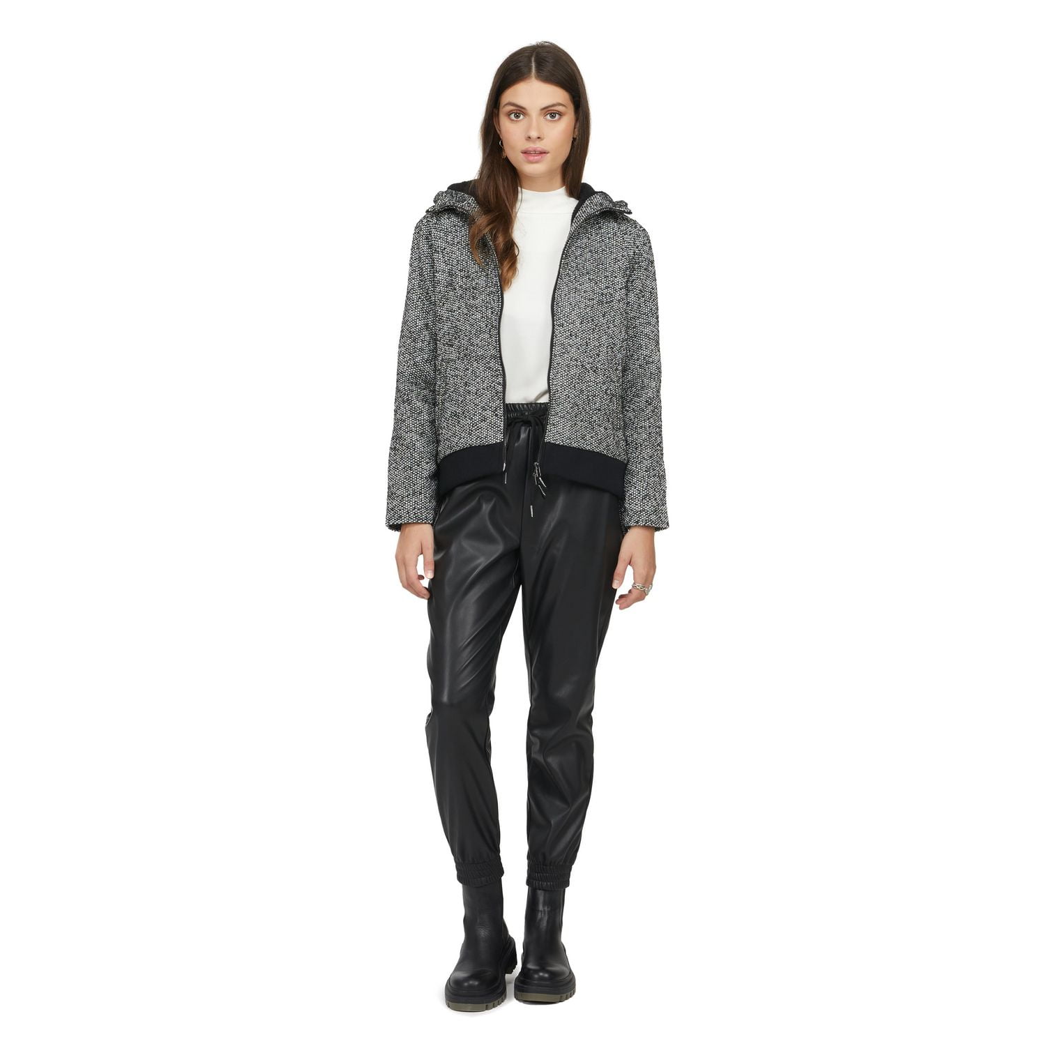 Mexx Women's Hi Rise Faux Leather Joggers