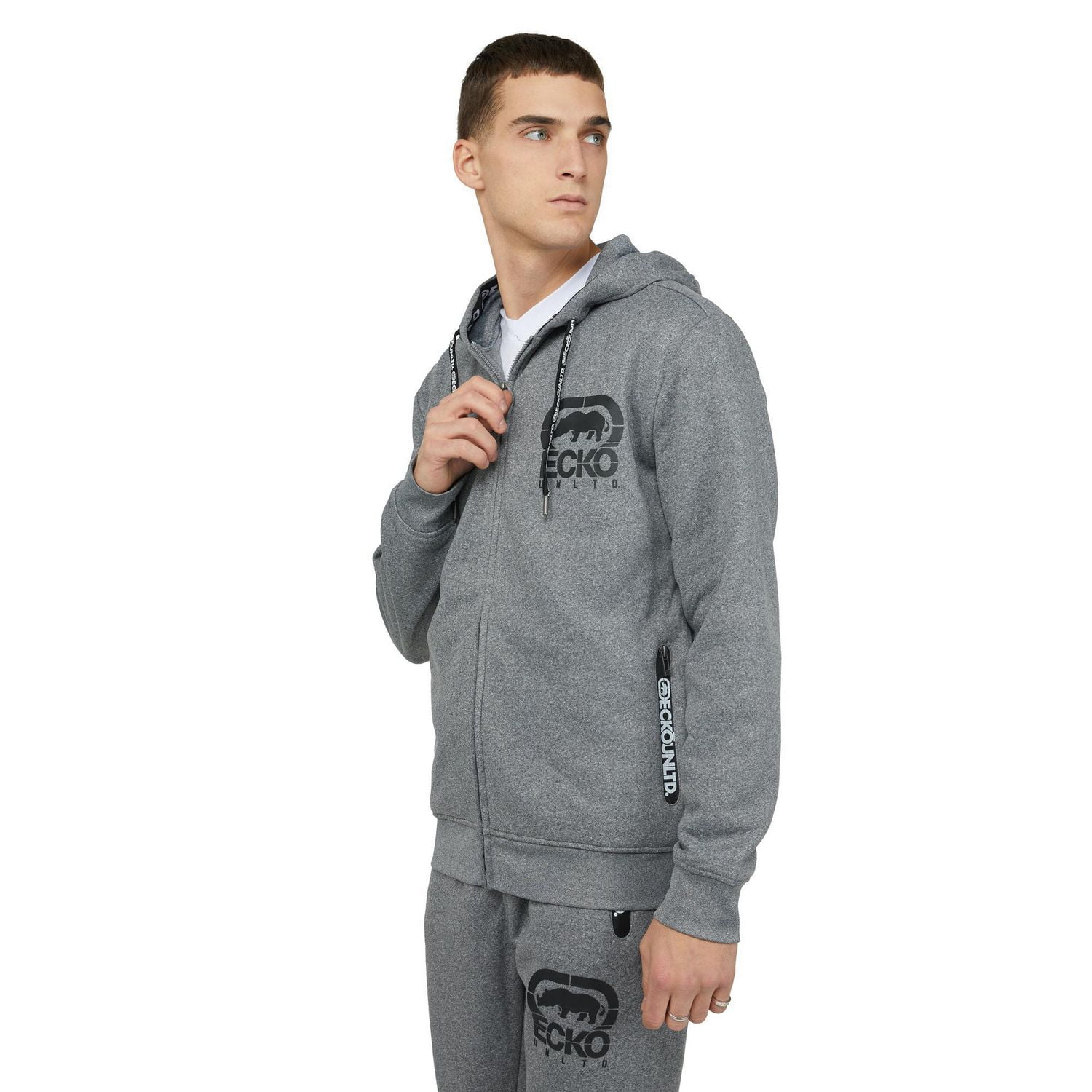 Ecko Unltd. Men Sweatshirt Zips Printed Fz Fleece Hoodie