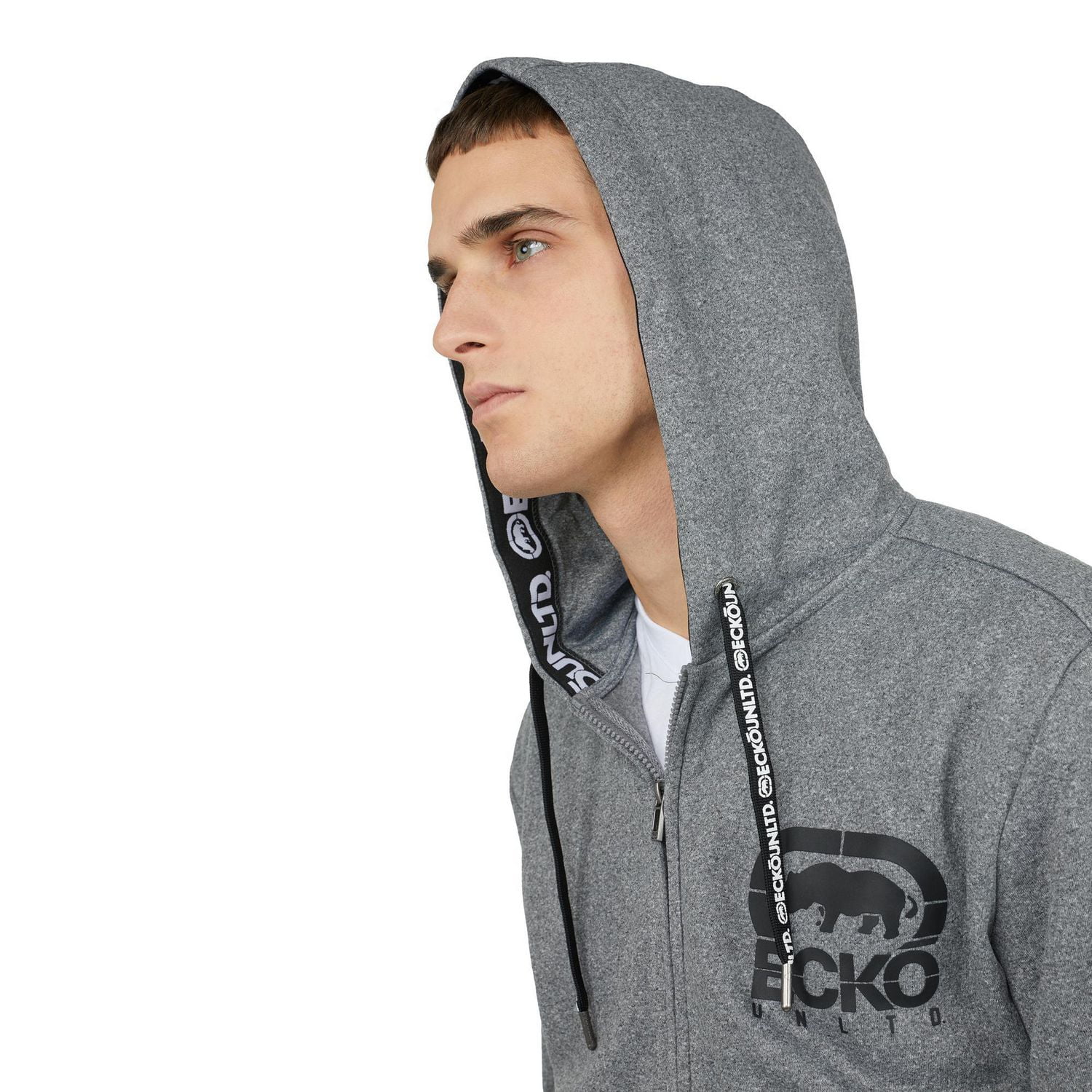Ecko Unltd. Men Sweatshirt Zips Printed Fz Fleece Hoodie