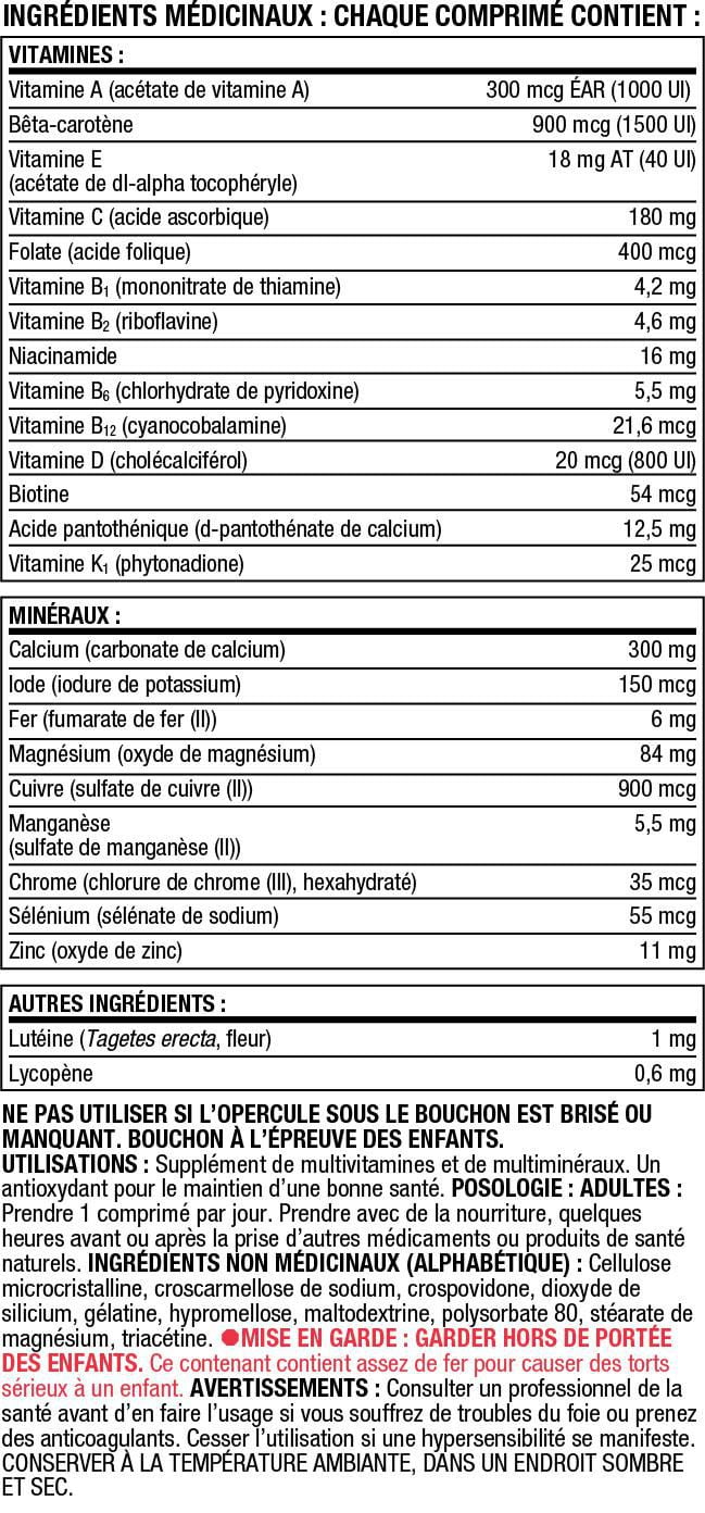 Multivitamine pour hommes Supplément de multivitamines et minéraux.