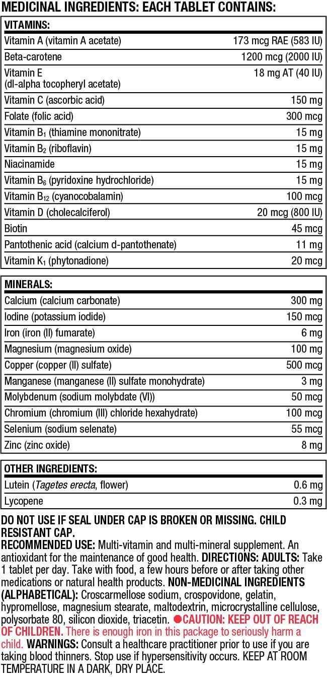 Equate Multivitamine pour femmes sénior Supplément de multiviamines et minéraux, <br>90 Comprimés