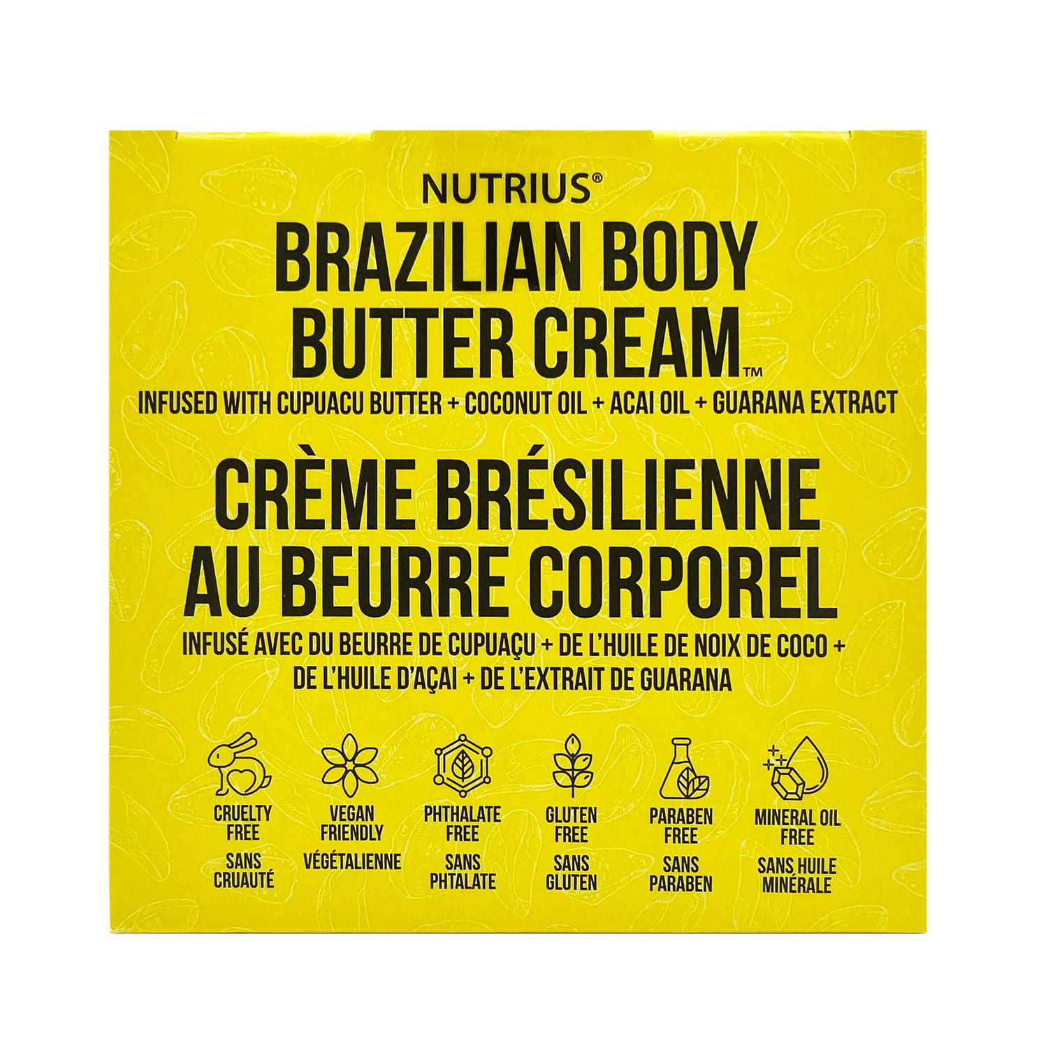 Nutrius Brazilian Body Butter Cream, 6 FL OZ (177 mL)