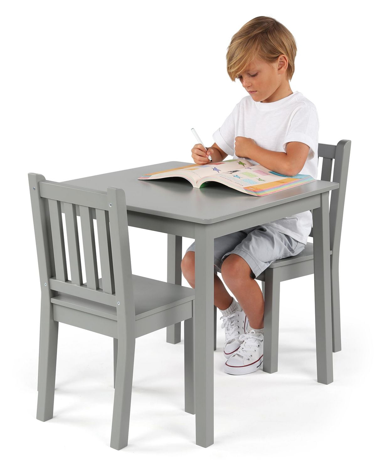 Humble Crew Kids Table and Chair Set 2 Chairs Included Grey Walmart