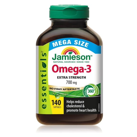 Jamieson gélules oméga-3, 700 mg, sans arrière goût de poisson, méga format, 140 gélules