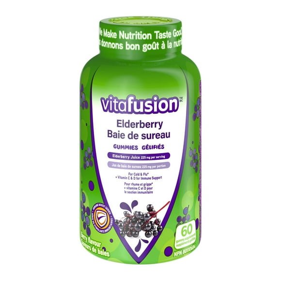 Vitafusion Elderberry Adult Gummy Supplements, 225mg Zinc/day, 60 gummy supplements