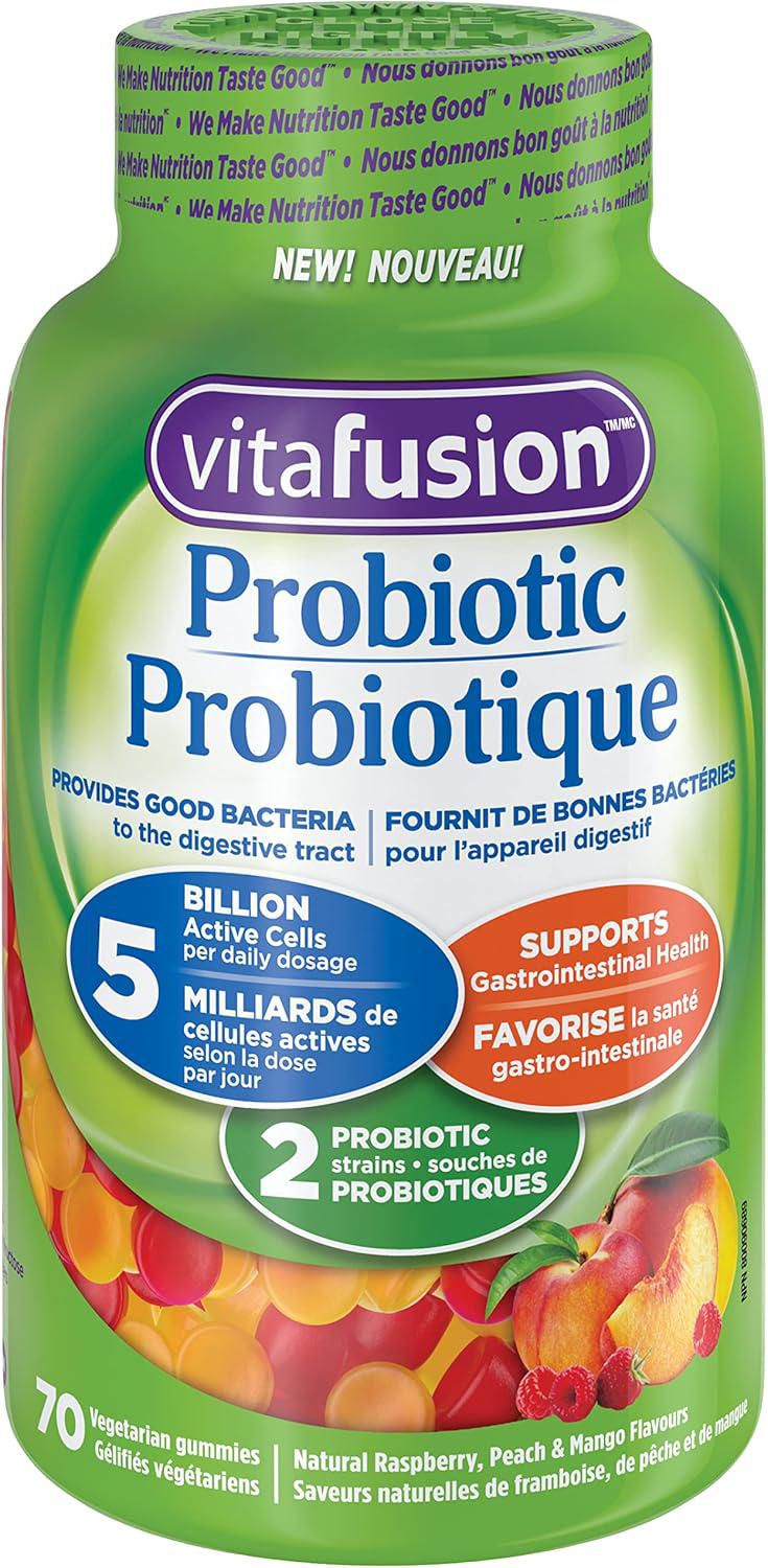 Vitafusion Probiotic Gummies - Provides Good Bacteria to the Digestive Tract, 5 Billion Active Cells, 2 Probiotic Strains, Supports Gastrointestinal Health, 35-Day Supply - 70 Count