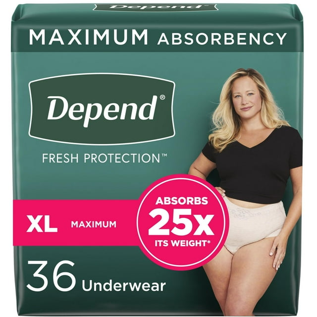 Depend Fresh Protection Adult Incontinence Underwear for Women (Formerly Depend Fit-Flex), Disposable, Maximum, Blush
