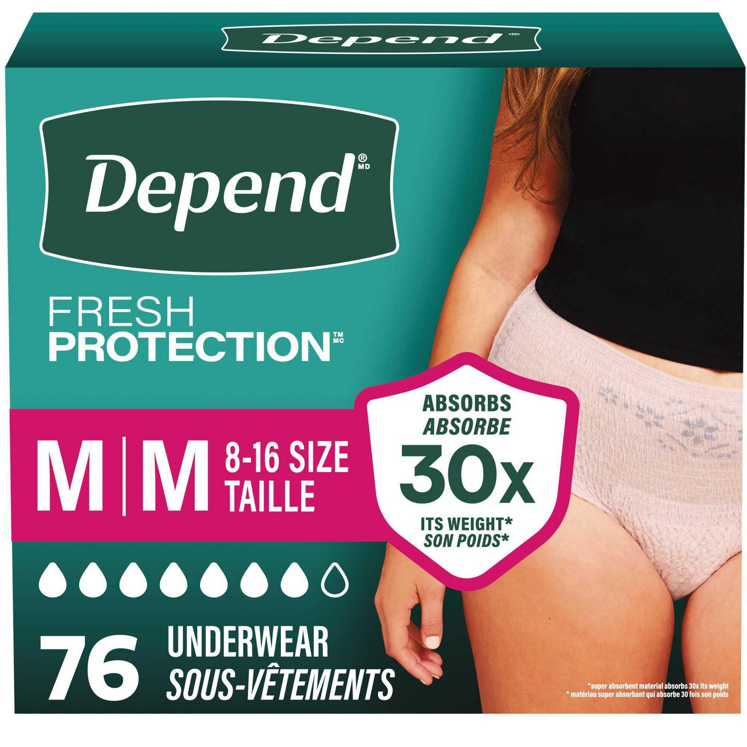 Depend Fresh Protection Adult Incontinence Underwear for Women (Formerly Depend Fit-Flex), Disposable, Maximum, Blush