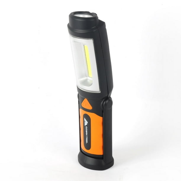 Ozark Trail Lampe de travail à LED portable, lampe de poche magnétique pivotante COB avec base magnétique pivotante à 180 ° et crochet de suspension à 360 °, lampe de poche d'urgence pour voiture mécanique super lumineuse de 200 lm, à piles Polyvalent<br>Portable