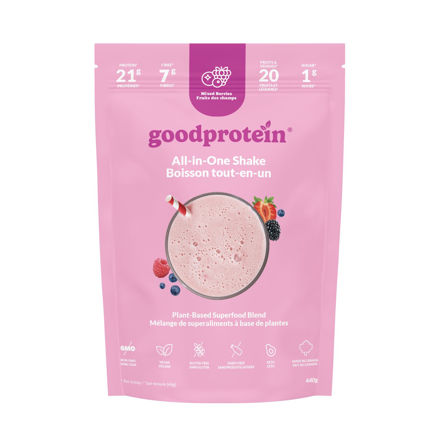 Good Protein, Mixed Berries All-in-One Shake, 440g