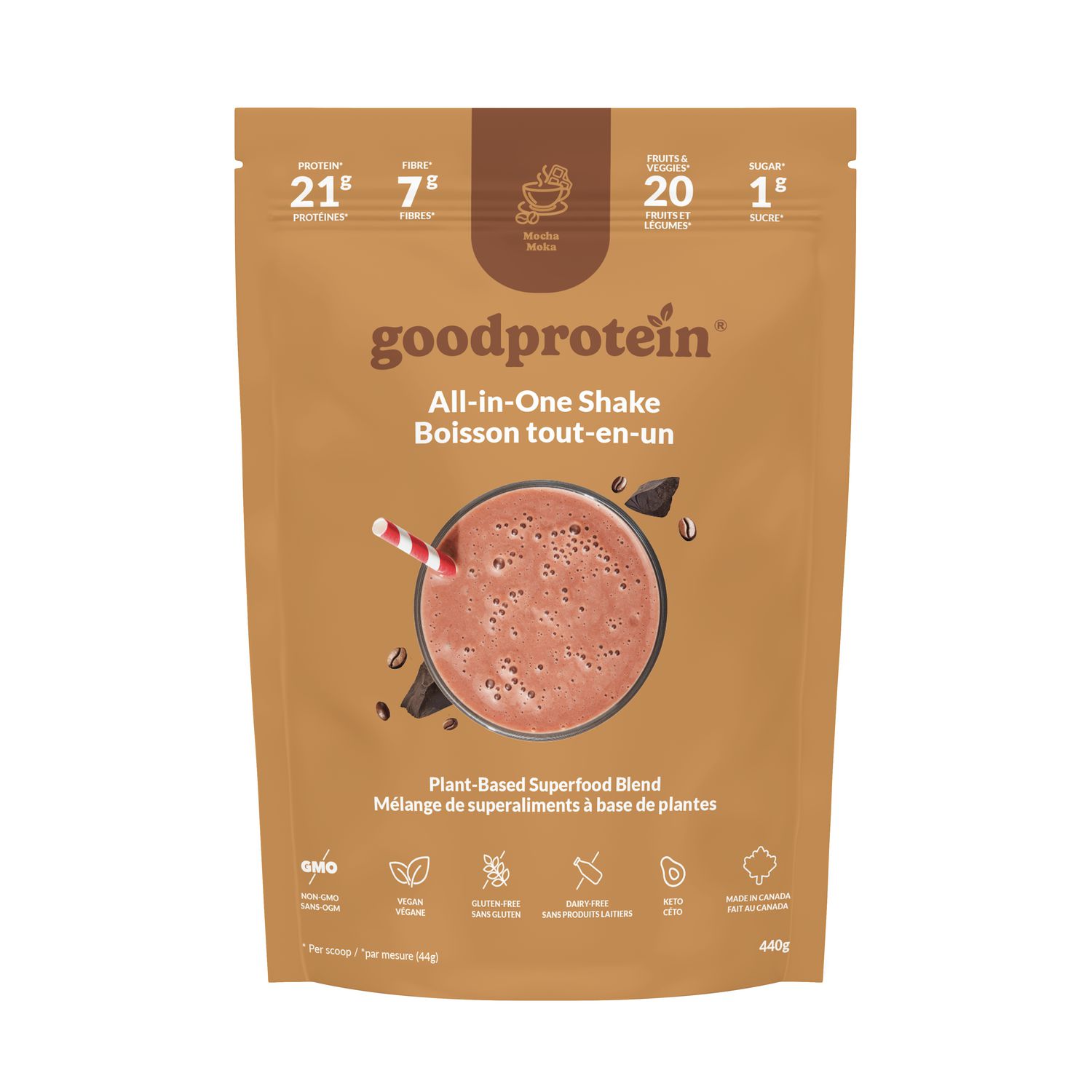 Good Protein, Mocha All-in-One Shake, 440g