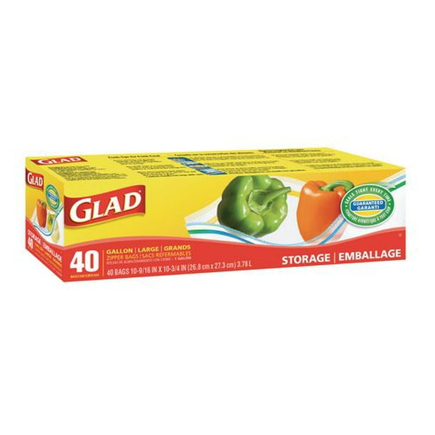 Sacs d'emballage refermables de GladMD - paq. de 40, format grand