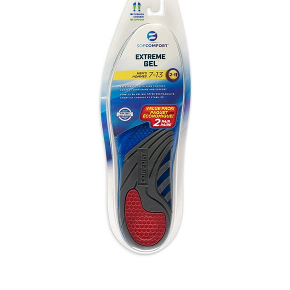 SofComfort Men's Extreme Gel Insoles - 2 Pair, Sizes 7-12