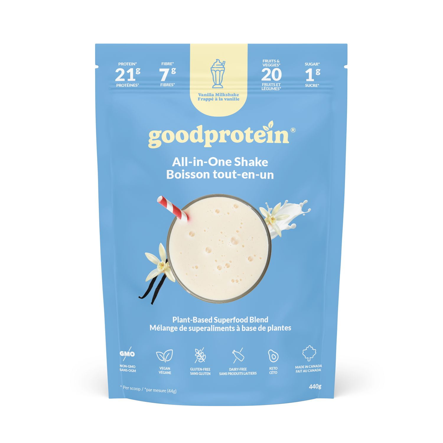 Good Protein Good Protein, Vanilla Milkshake All-in-One Shake, 440g