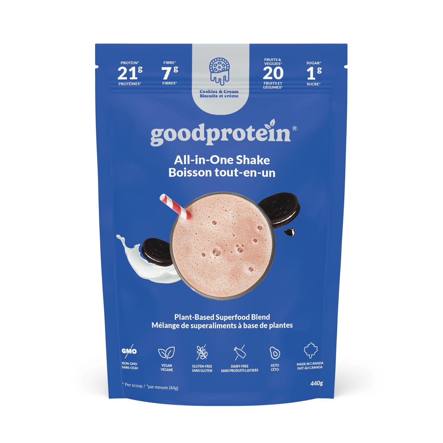 Good Protein Good Protein, Cookies & Cream All-in-One Shake, 440g
