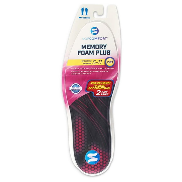 SofComfort Women's Memory Foam plus Insoles - 2 Pair, Sizes 5-10