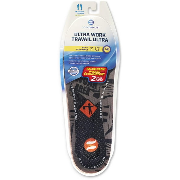 SofComfort Men's Ultra Work Insoles - 2 Pair, Sizes 7-12