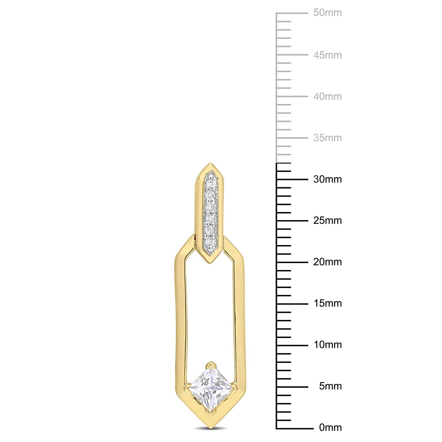Miabella 1 Carat T.G.W. White Topaz Yellow Rhodium-Plated Sterling Silver Geometric Hanging Earrings