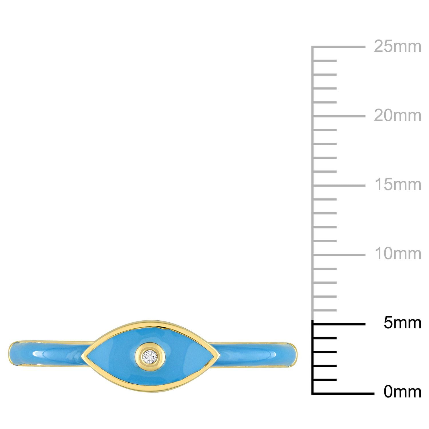 Miabella Created White Sapphire Yellow Rhodium Plated Sterling Silver Blue Enamel Evil-Eye Ring