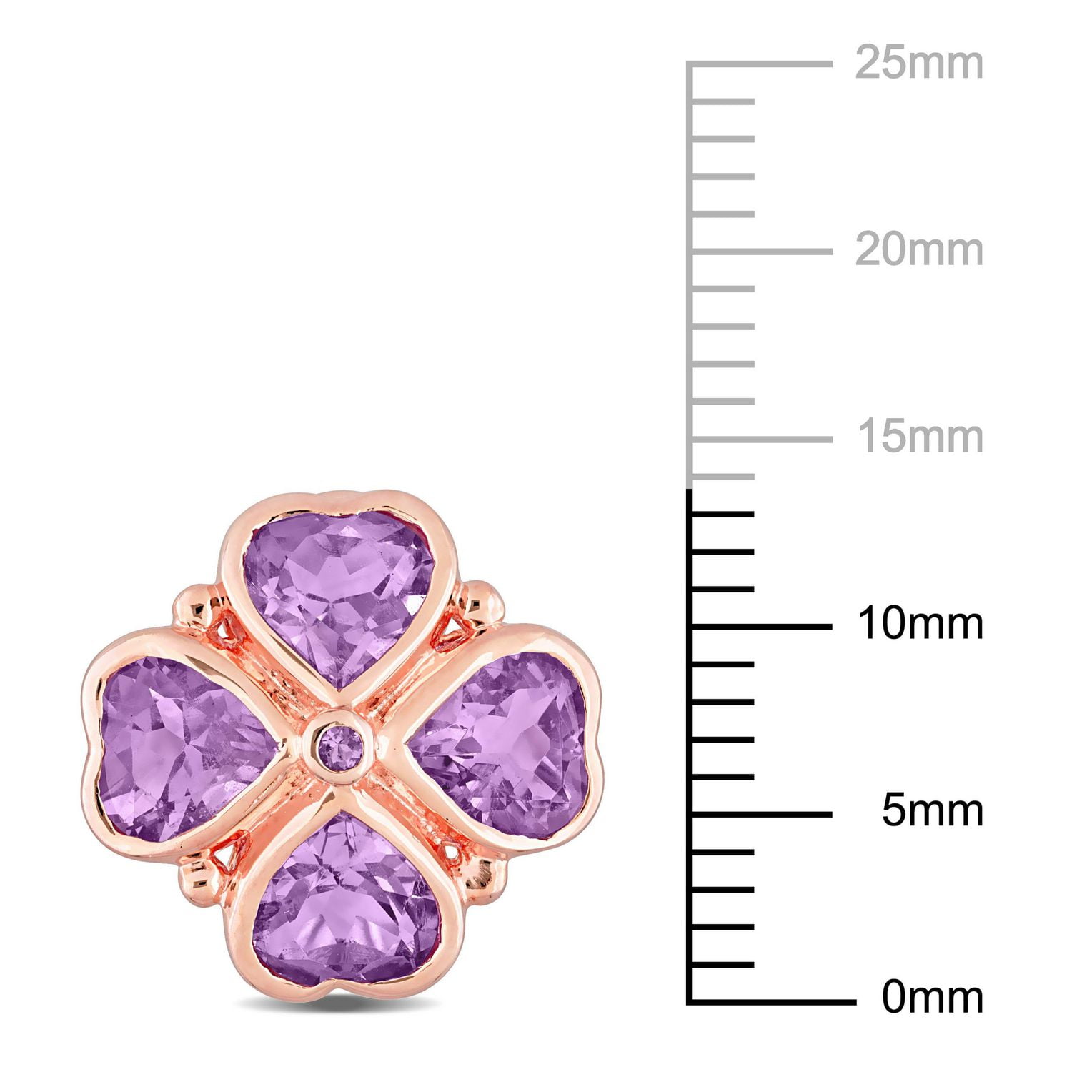 Miabella 3-1/4 Carat T.G.W. Pink Amethyst Rose Rhodium-Plated Sterling Silver Clover Stud Earrings