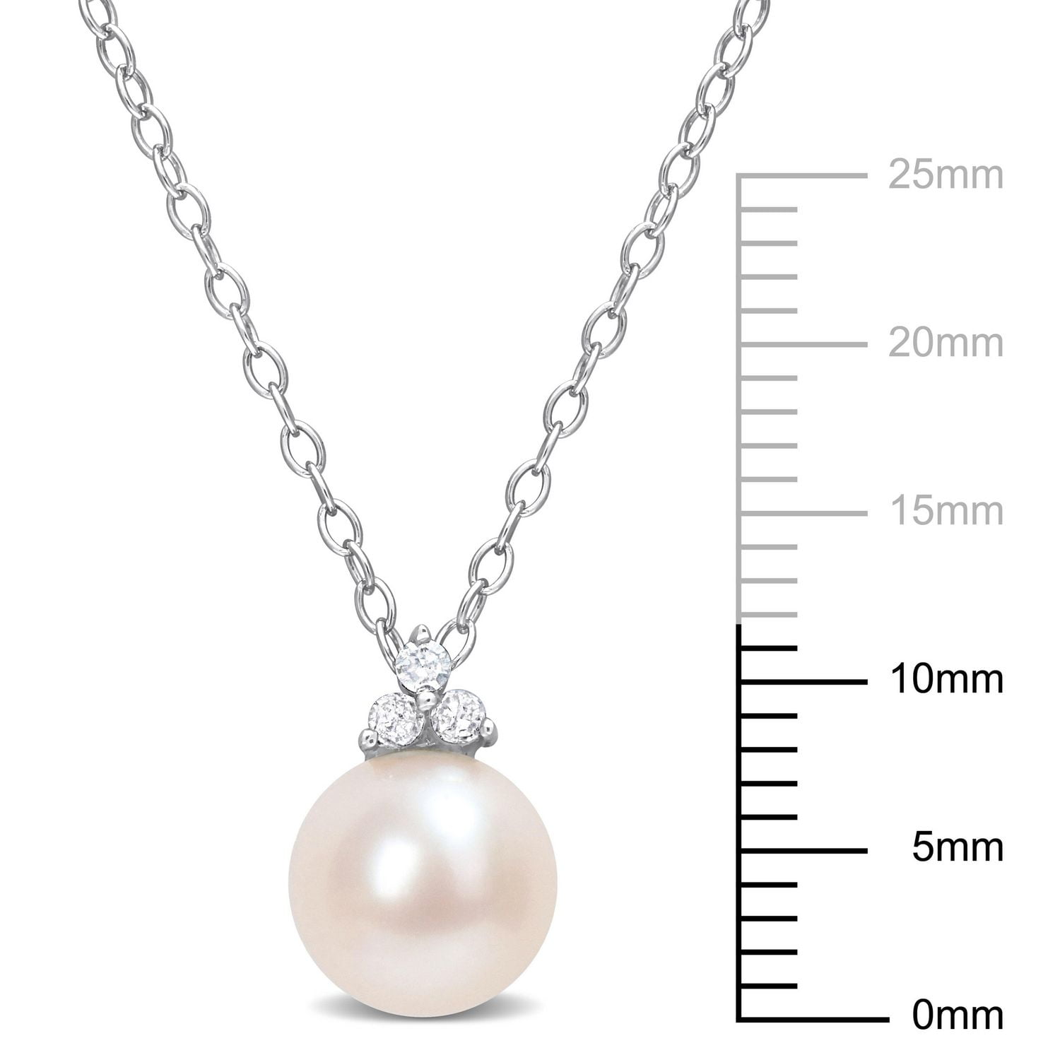 Collier à 3 pierres de Miabella avec perles culture d'eau douce et accent de diamant en argent sterling.