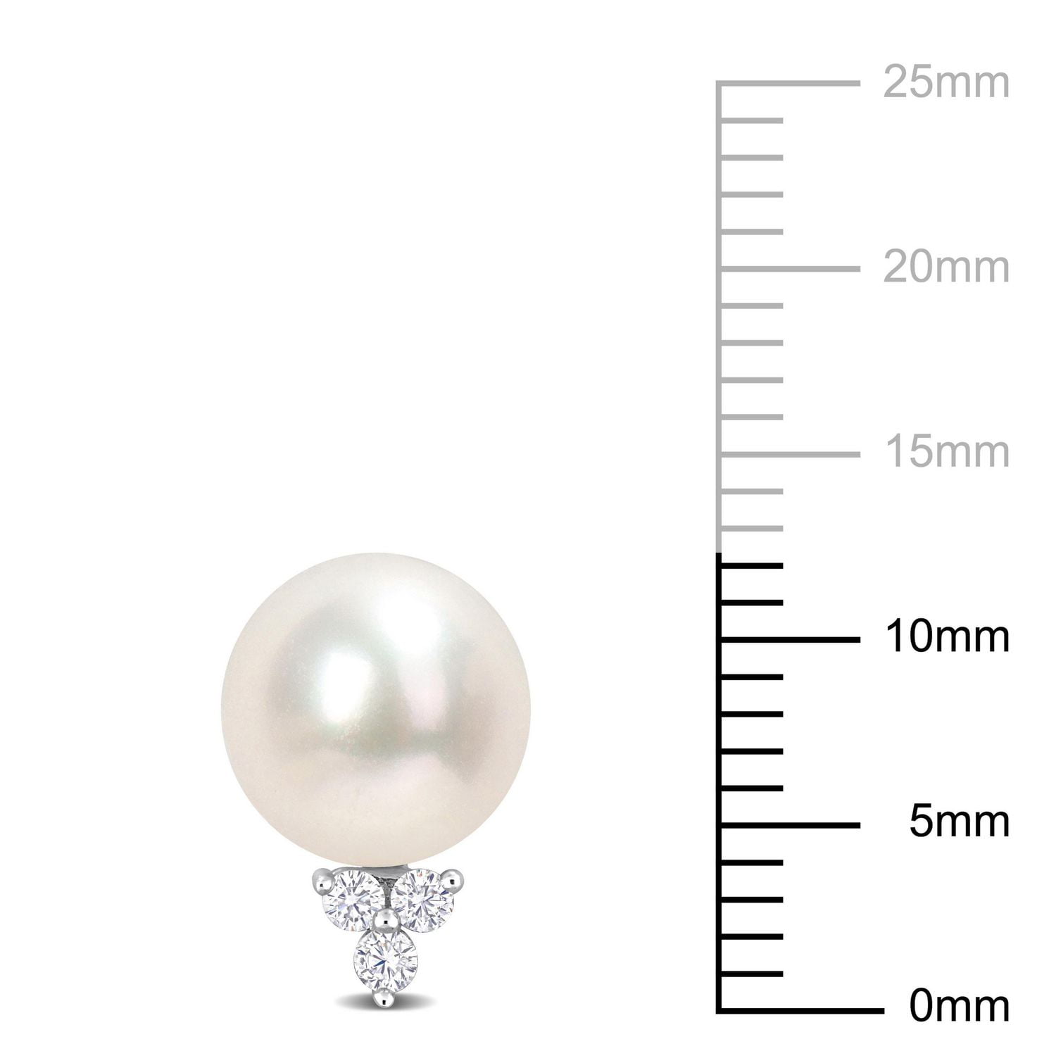 Miabella Cultured Freshwater Pearl and 1/8 Carat T.W. Diamond Sterling Silver Stud Earrings