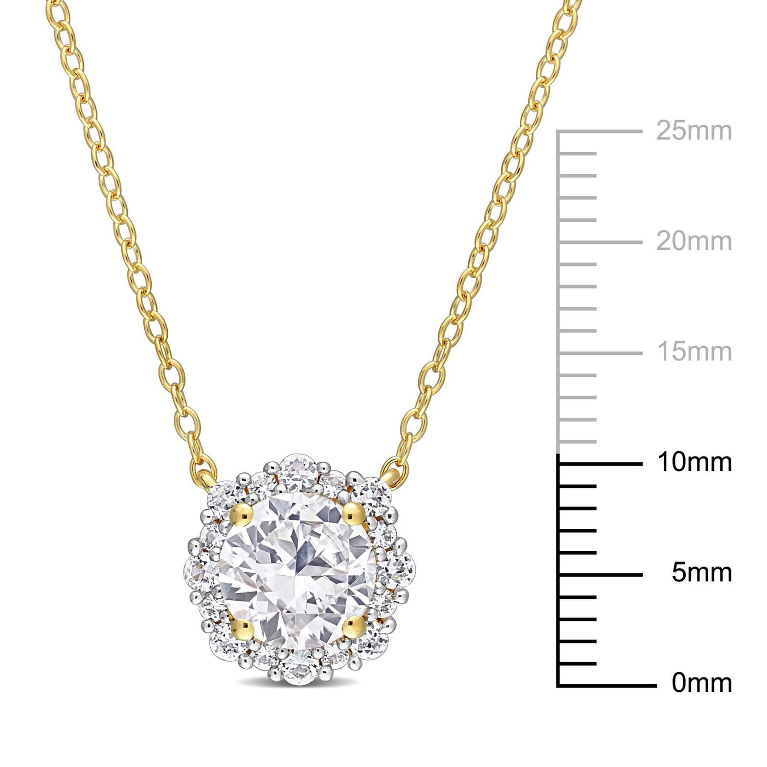 Miabella 1-7/8 Carat T.G.W. Created White Sapphire Yellow Rhodium-Plated Sterling Silver Floral Necklace