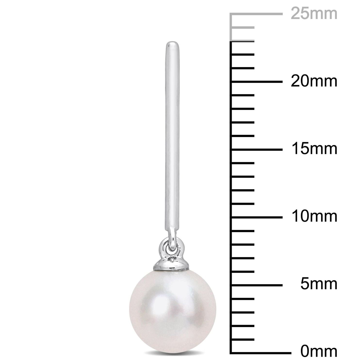 Boucles d'oreilles suspendus de Miabella  avec perle de culture d'eau douce en or blanc 10K