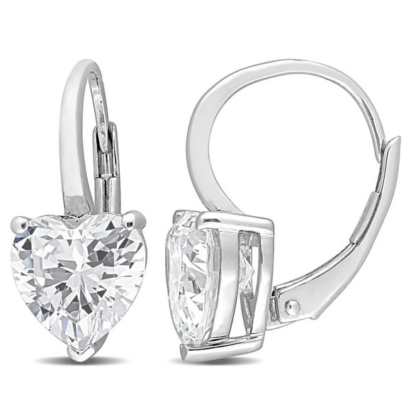 Miabella 4 Carat T.G.W. Cubic Zirconia Sterling Silver Heart Earrings
