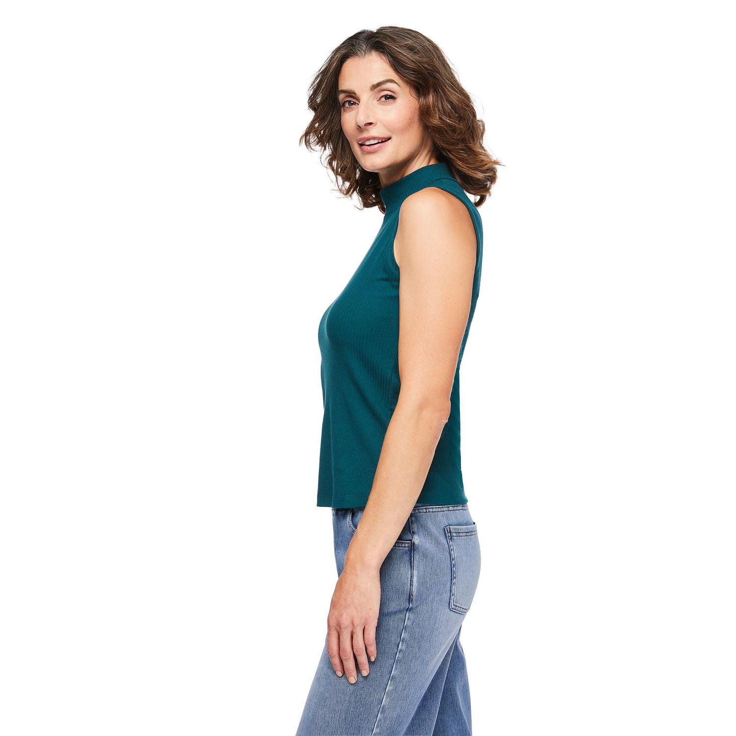 Iyla Women's Mock Neckline Rib Top, Sizes S-XXL