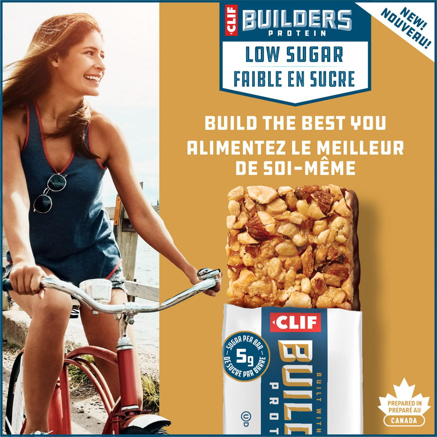CLIF BUILDERS Barres protéinées faibles en sucre, saveur de caramel salé aux amandes, 16 g de protéines, faible en sucre, sans édulcorants artificiels