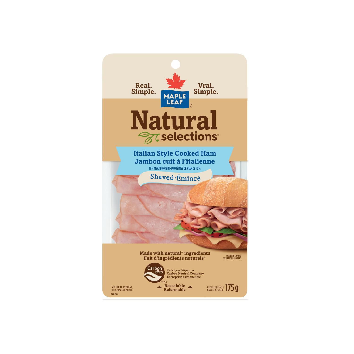 Jambon style italien émincé Natural Selections Maple Leaf Jambon à l’italienne 175 g