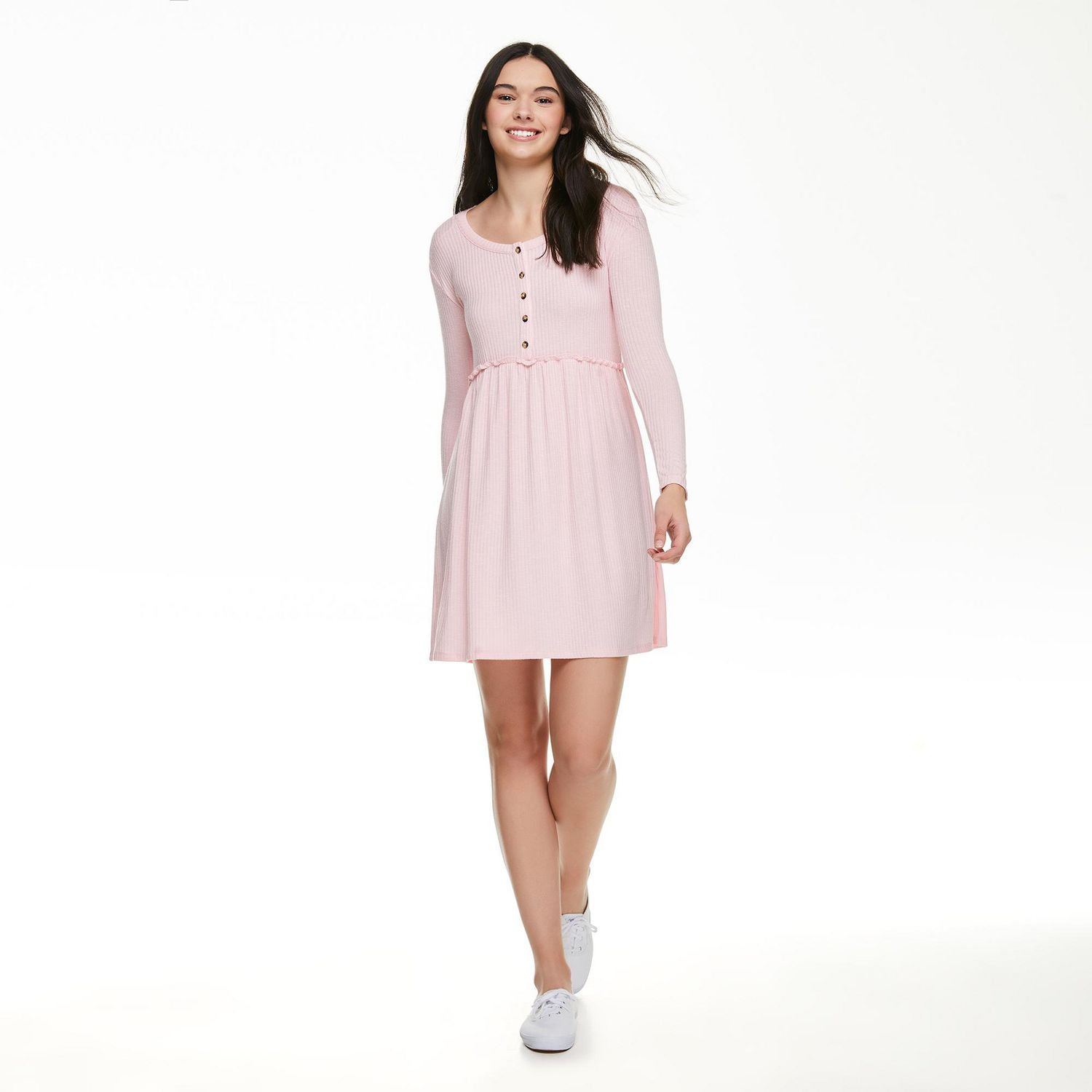 No Boundaries Women's Henley Babydoll Dress