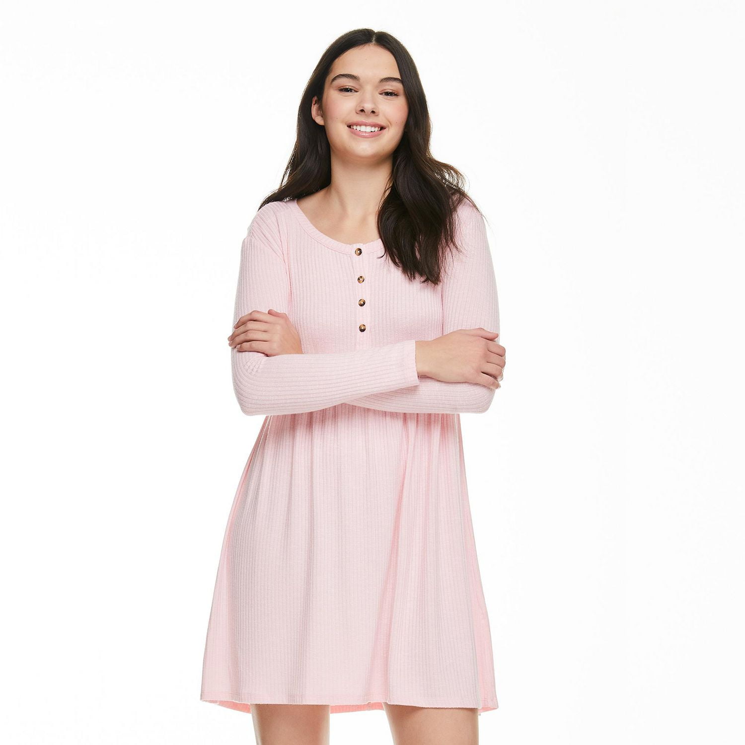 No Boundaries Women's Henley Babydoll Dress