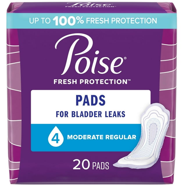 Poise Incontinence Pads for Women, 4 Drop, Moderate Absorbency