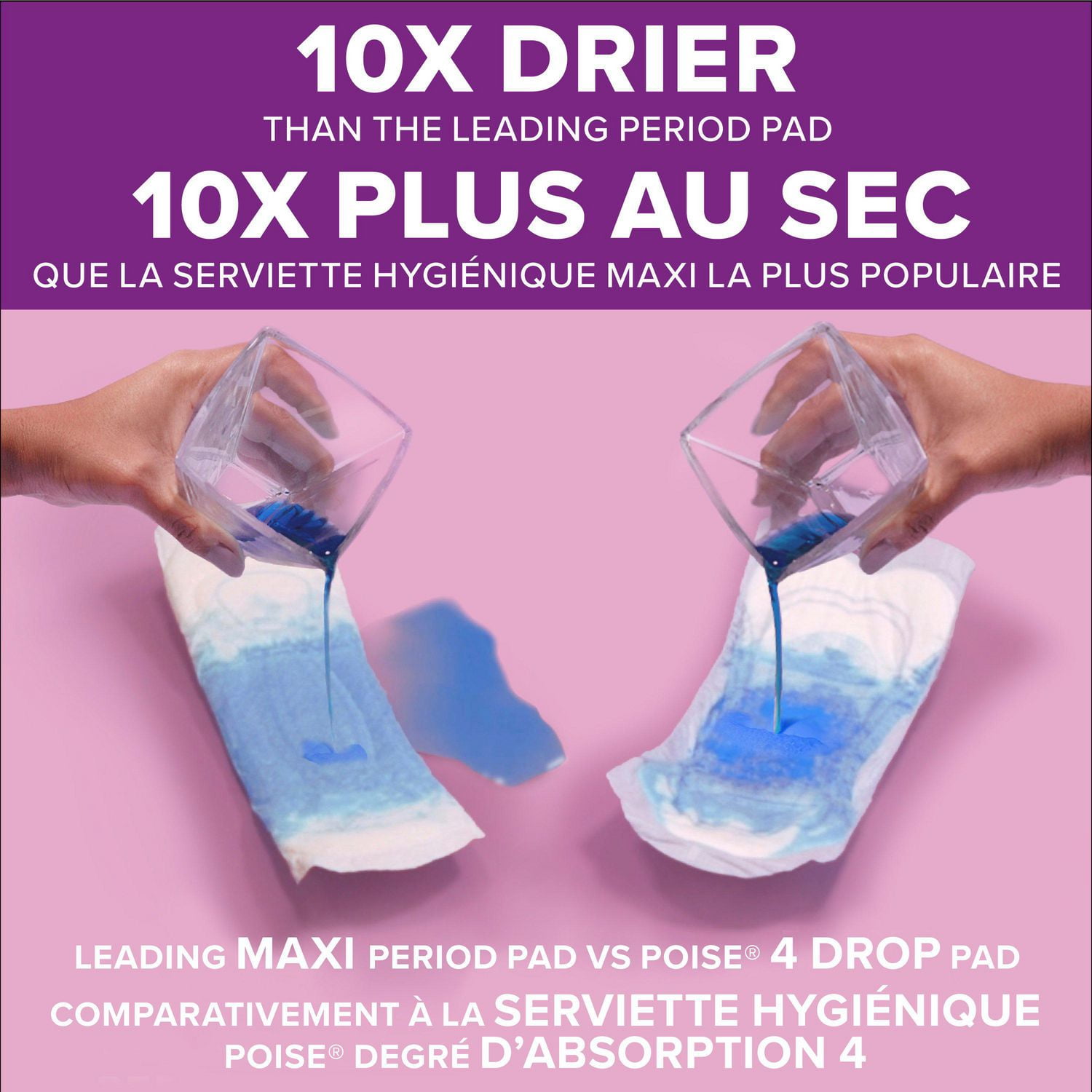 Serviettes d’incontinence Poise pour femmes, degré d’absorption 3, absorption lèger 24 - 30 Serviettes