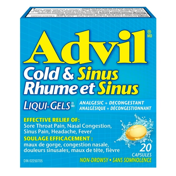 Advil Cold & Sinus Liqui-Gels with Fever Relief and Nasal Decongestant, 20 Count