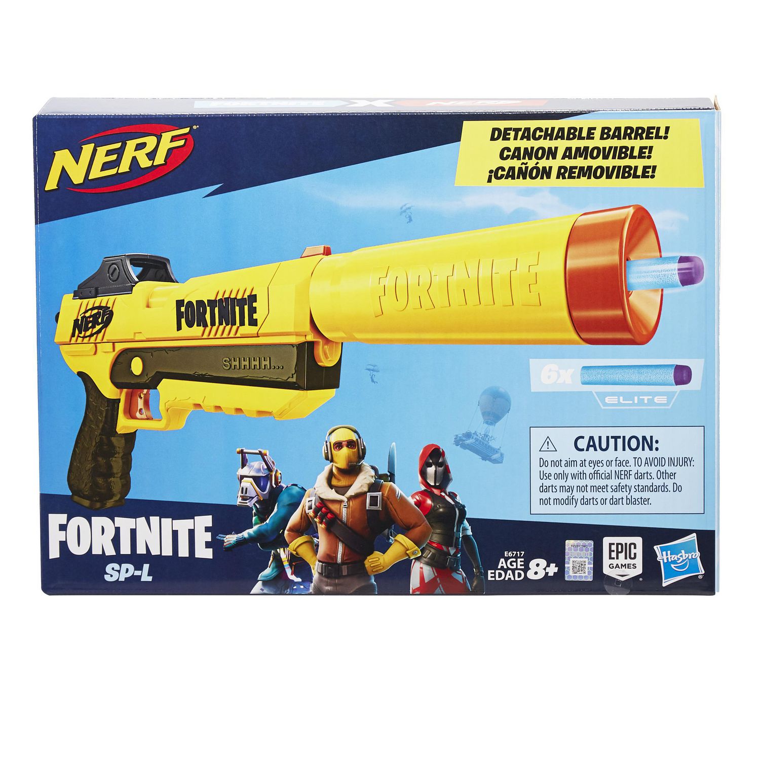 NERF Fortnite SP-L Elite Dart Blaster with 6 Official Nerf Fortnite Elite Darts 
