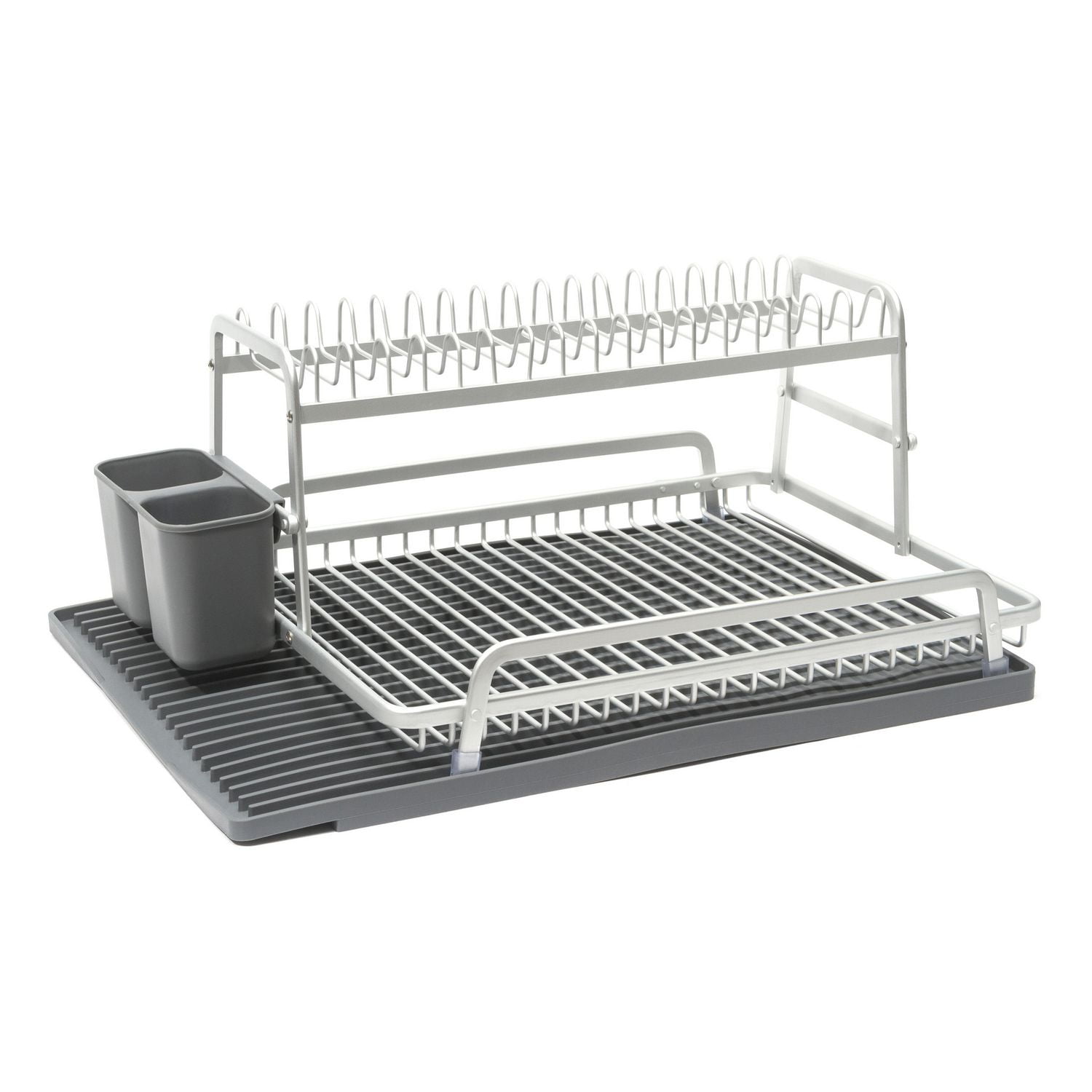 Tada Twotier Dish Rack with Dark Grey Silicone Drying Mat Walmart Canada