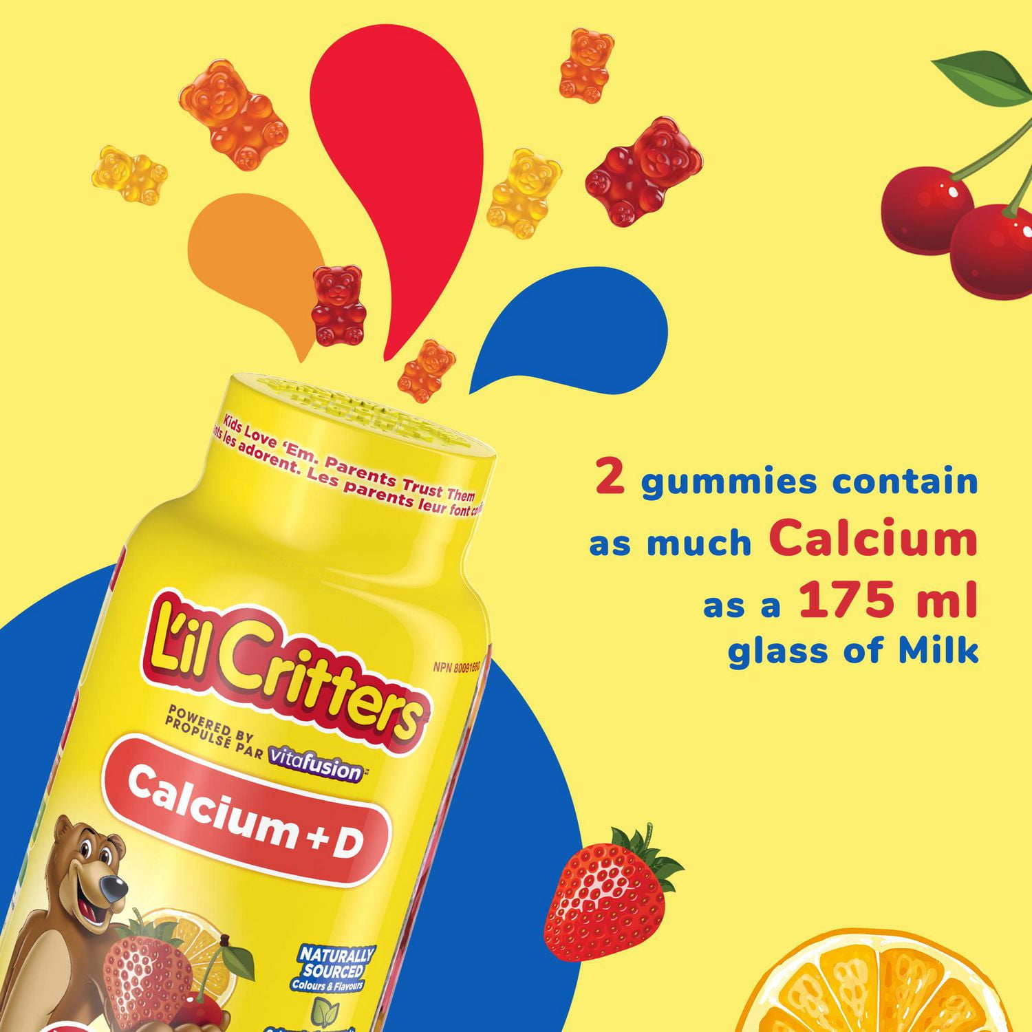 カルシウム グミサプリ　L&#39;il Critters Calcium + D3 Calcium + Vitamin D Gummy Bear Vitamins for Kids | L'il