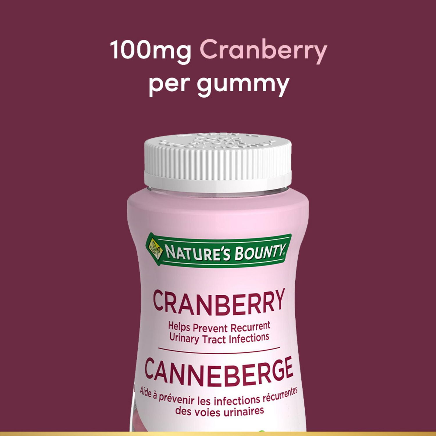 NATURE'S BOUNTY Cranberry, Used In Herbal Medicine To Help Prevent Recurrent Urinary Tract Infections (UTI), Provides Antioxidants, Easy-to-take Gummies 60.0 count, 60 Gummies