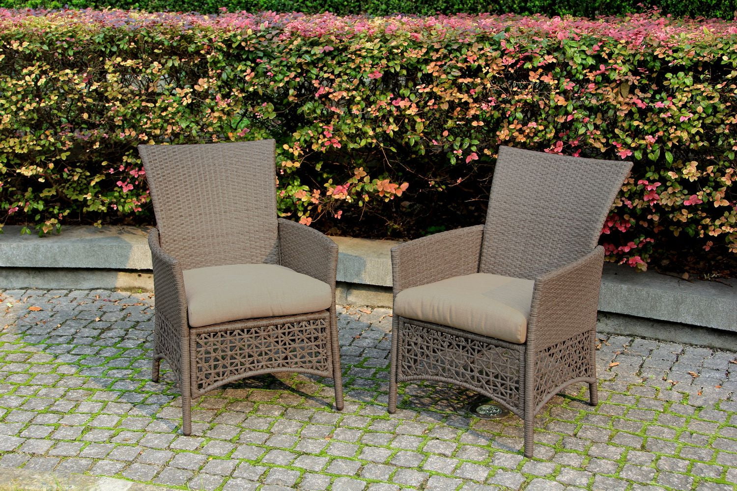 Woven Wicker Patio Dining Chairs with Seat Pads Walmart Canada