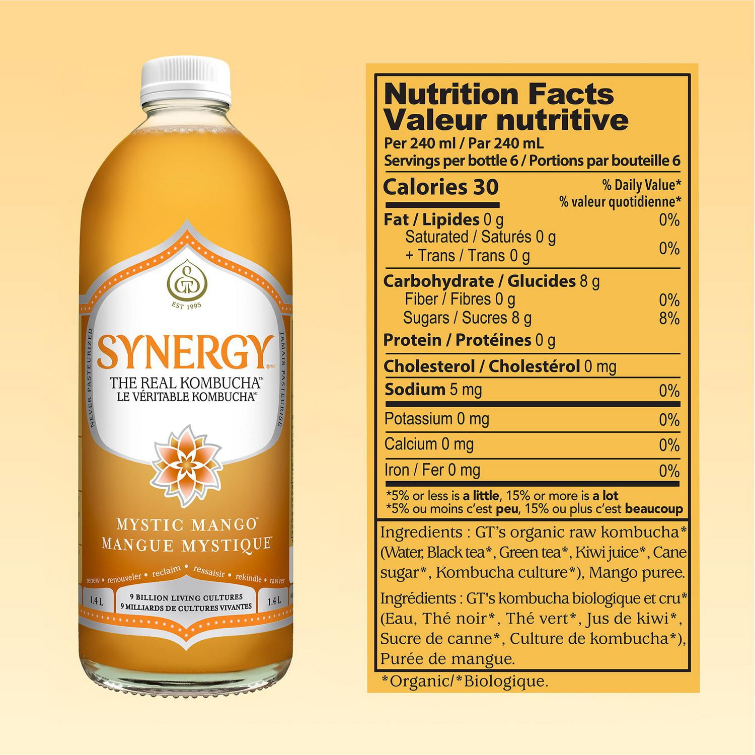 SYNERGY LE VÉRITABLE KOMBUCHA Mangue Mystique 1.4l